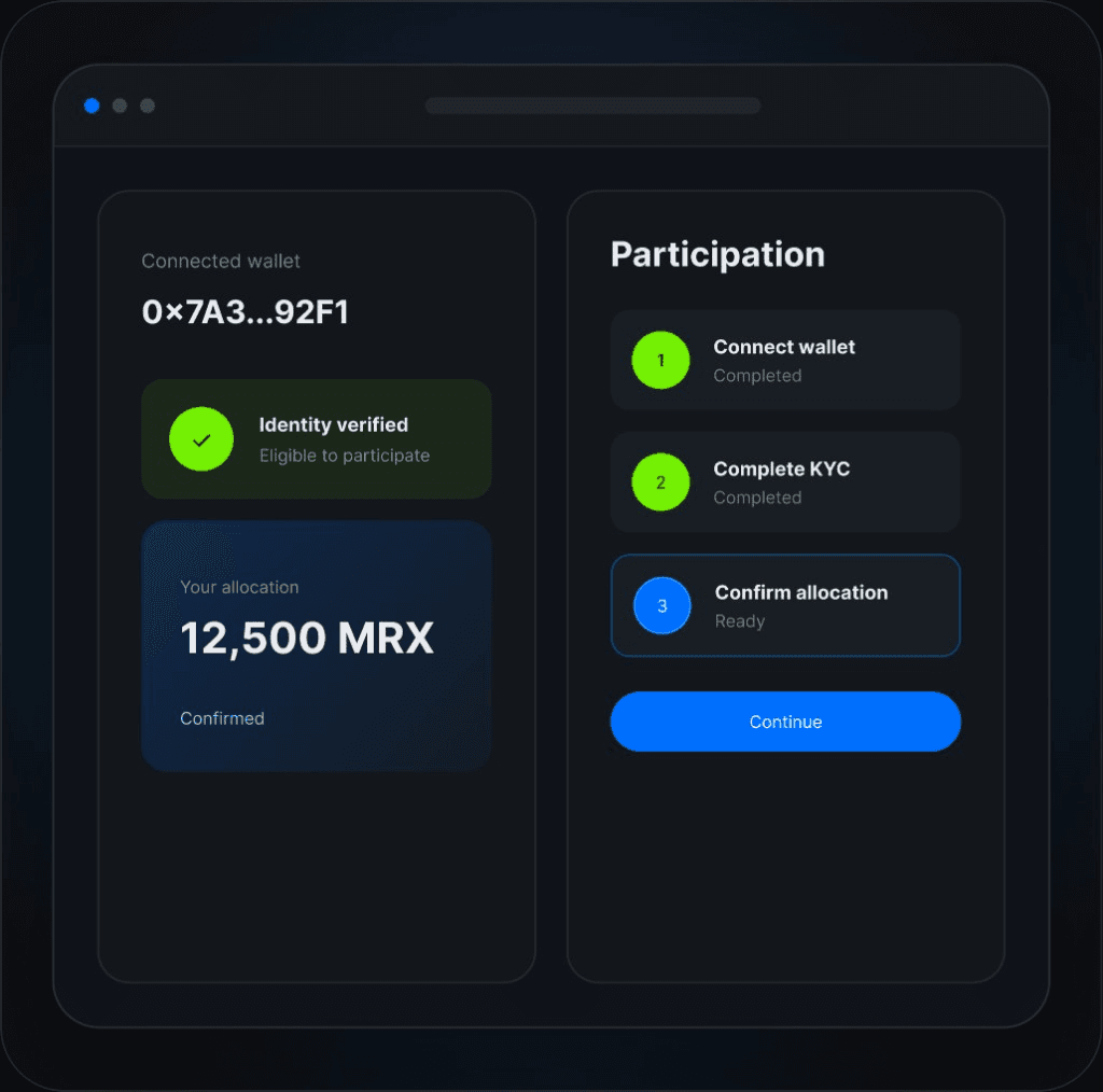 Investor wallet verification and allocation flow