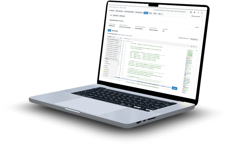 Smart contract portfolio on laptop